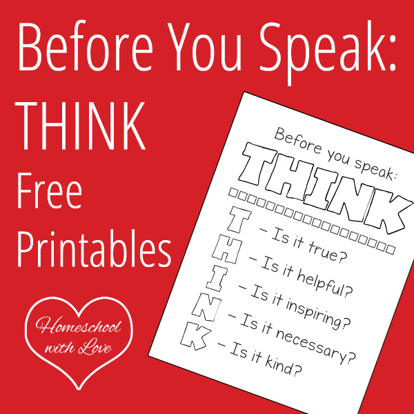 Before You Speak - Think Free Printables