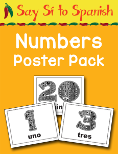 Spanish Numbers Poster Pack cover Currclick