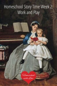 Mother reading a book to girl for storytime.