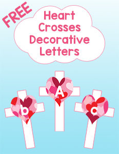 Heart Crosses Decorative Letters Free Printable