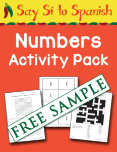 Spanish Numbers Activity Pack cover Free Sample 600h