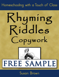 Rhyming Riddles Copywork Free Sample 600h
