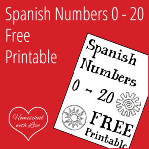 Spanish Numbers 0 - 20 Free Printable