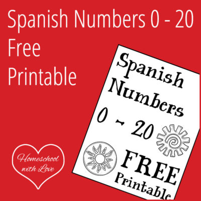 Spanish Numbers 0 – 20 Free Printable