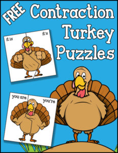 Free Printable Contraction Turkey Puzzles 600h