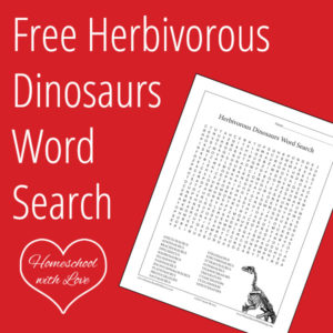 Free Herbivorous Dinosaur Word Search