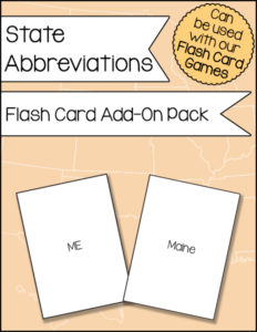 State Abbreviations Flash Card Add-On Pack 600h