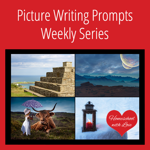 Pictures of pyramid, planet, girl with yak, and lantern - Picture Writing Prompts Weekly Series