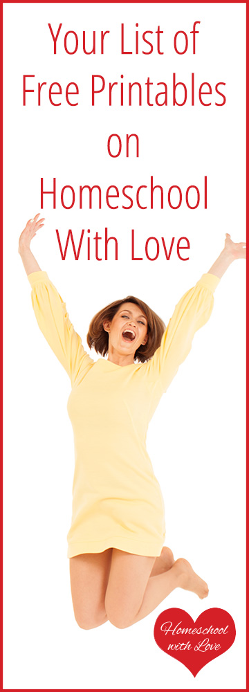 Here's a big list of free printables for your homeschool needs on Homeschool With Love.