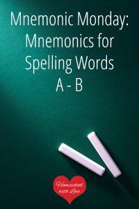 Chalkboard and chalk - Mnemonics for Spelling Words A - B