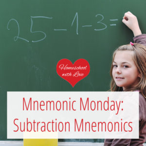 Girl doing subtraction problem on chalkboard - Subtraction Mnemonics