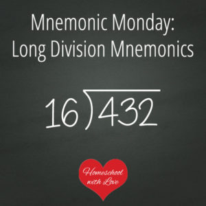 Division problem on chalkboard - Long Division Mnemonics